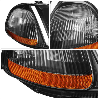 96-98 Honda Civic LED DRL Projector Headlights Black Housing