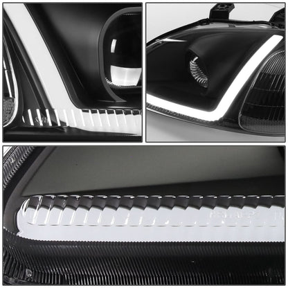 96-98 Honda Civic LED DRL Projector Headlights Black Housing