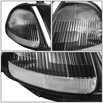 96-98 Honda Civic LED DRL Projector Headlights Black Housing