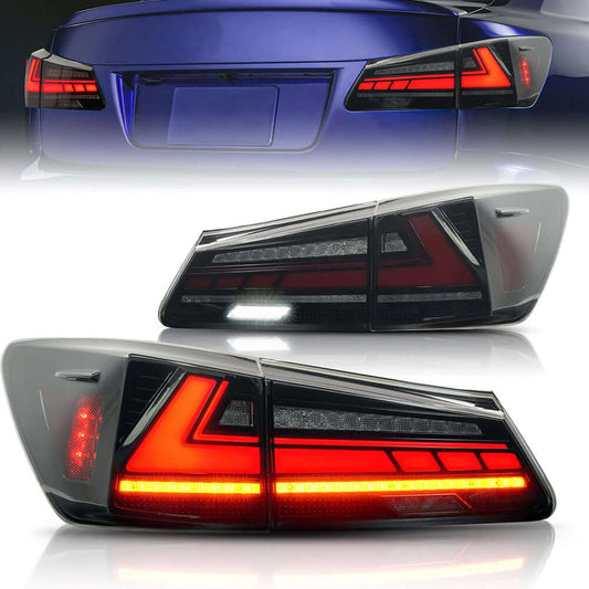 2007-2013 Lexus IS Series LED Tail Lights — Smoke & Red