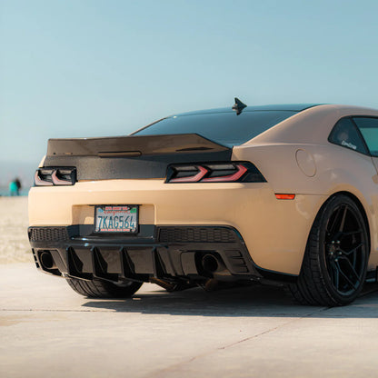2014-2015 Chevy Camaro Evo Style Shark Fins Rear Diffuser Quad/Single Tips - GLOSS BLACK