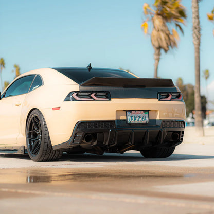 2014-2015 Chevy Camaro Evo Style Shark Fins Rear Diffuser Quad/Single Tips - GLOSS BLACK