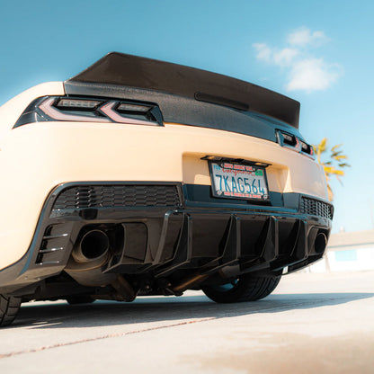 2014-2015 Chevy Camaro Evo Style Shark Fins Rear Diffuser Quad/Single Tips - GLOSS BLACK