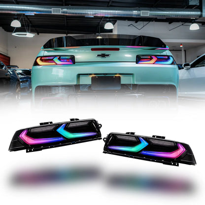 2014-2015 Chevy Camaro Umbra LED Taillights – Gloss Black/Smoke Lens - RGB