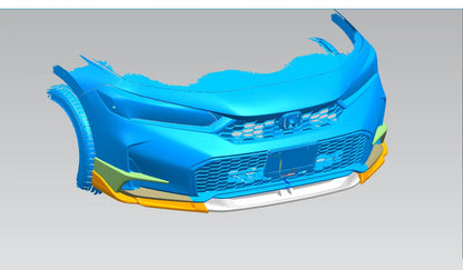 2025-2026 11th Gen Civic (Facelifted) 5 Pc Front Lip with Color Matched Side Splitters