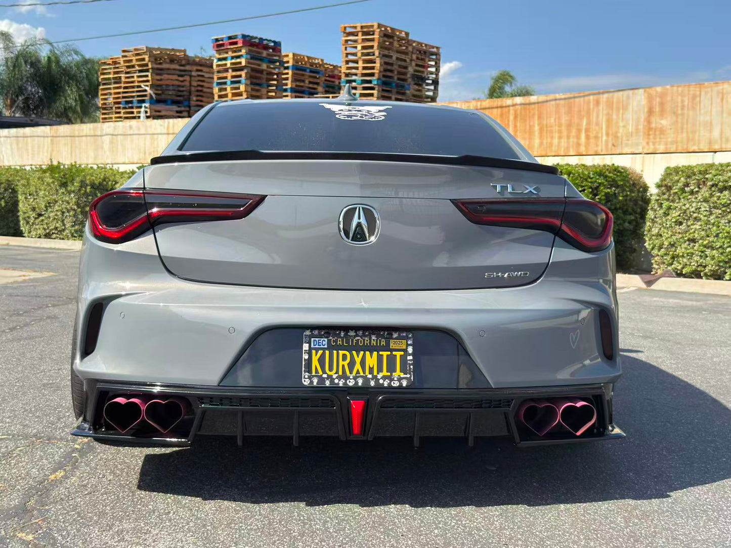 2021-2025  2th Gen Acura TLX Gloss Black Rear Diffuser with 3rd Brake Light