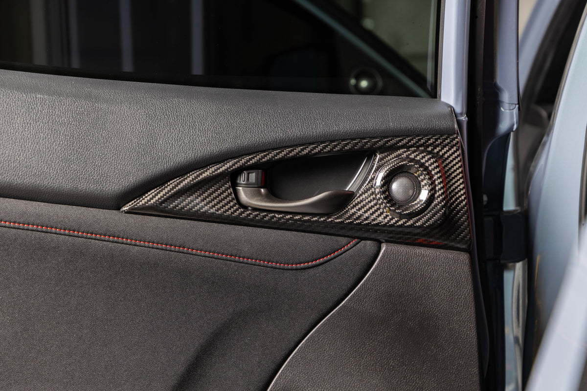 OLM LE Carbon Fiber Interior Door Handle Trim Covers (Full Set) - 2016 - 21 Honda Civic / 2017-21 Honda Civic Type R