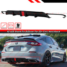 22-26 HONDA CIVIC HATCHBACK FL1 FL2 V2 GLOSSY BLACK LED REAR BUMPER DIFFUSER