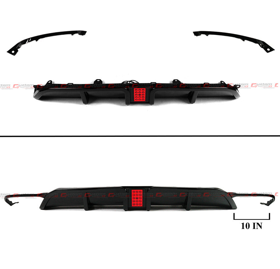 22-26 HONDA CIVIC HATCHBACK FL1 FL2 V2 GLOSSY BLACK LED REAR BUMPER DIFFUSER