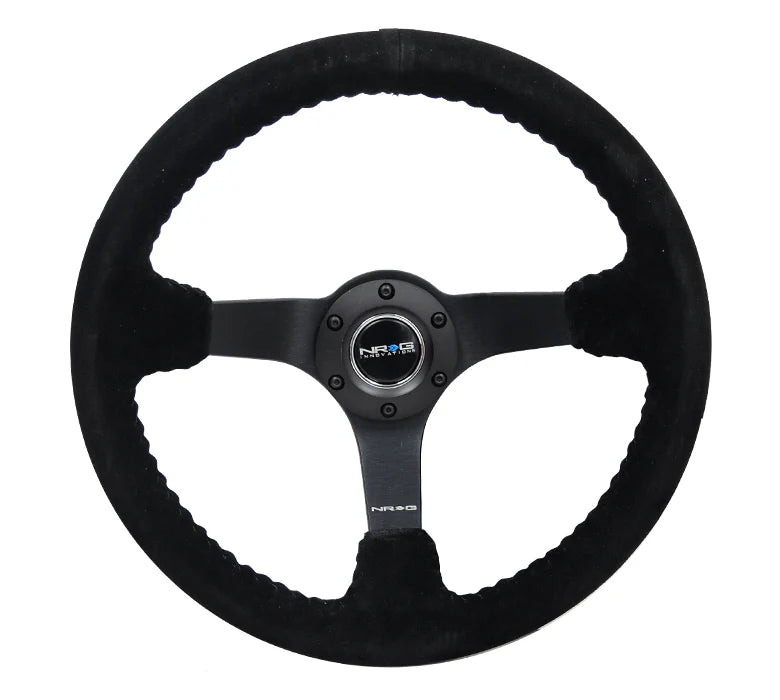 350MM DEEP DISH STEERING WHEEL SUEDE SOLID SPOKE