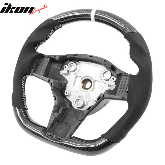 2017-2023 Tesla 3 Y Carbon Fiber Steering Wheel - WHITE