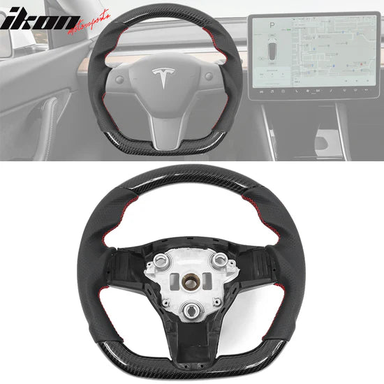 2017-2023 Tesla 3 Y Carbon Fiber Steering Wheel RED