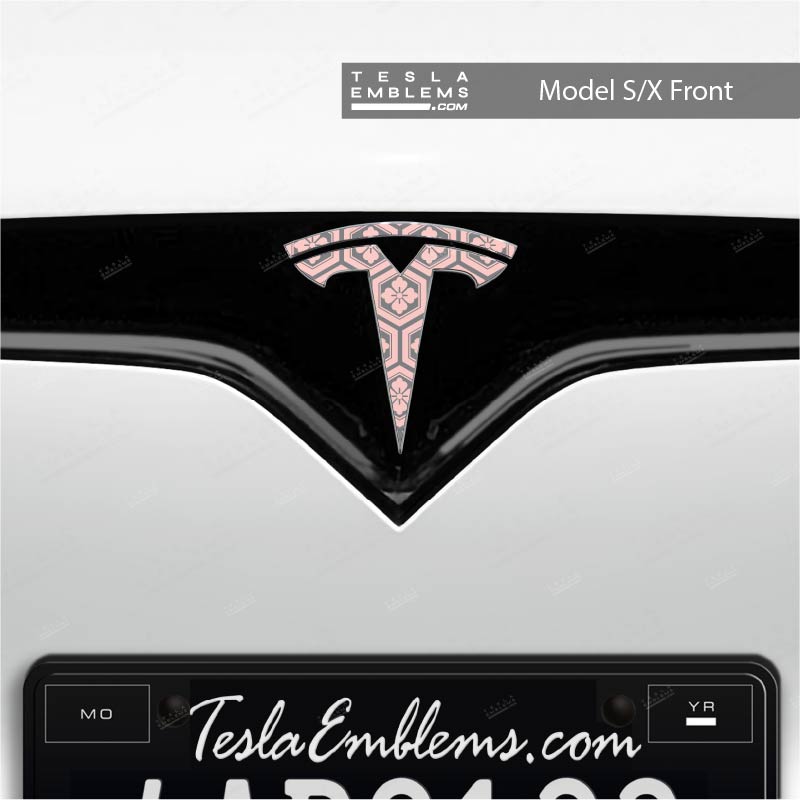 Sakura Hex Tesla Emblem Decals (Front + Back) | Model S