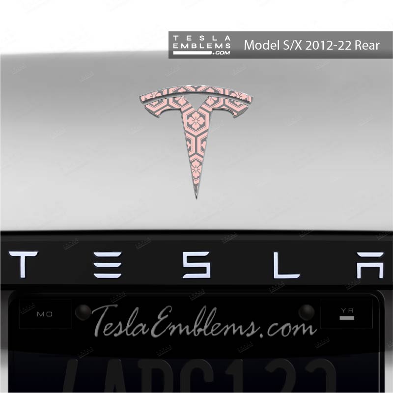 Sakura Hex Tesla Emblem Decals (Front + Back) | Model S