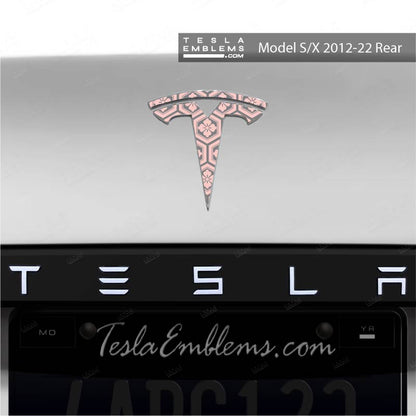 Sakura Hex Tesla Emblem Decals (Front + Back) | Model S