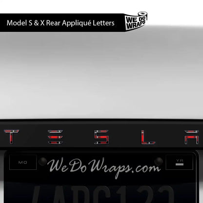 Tartan Plaid Tesla Emblem Decals (Front + Back) | Model S