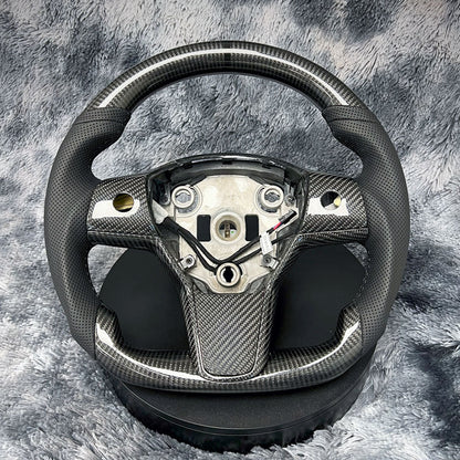 2017-2023 Tesla Model 3 Carbon Fiber Steering Wheel — Round