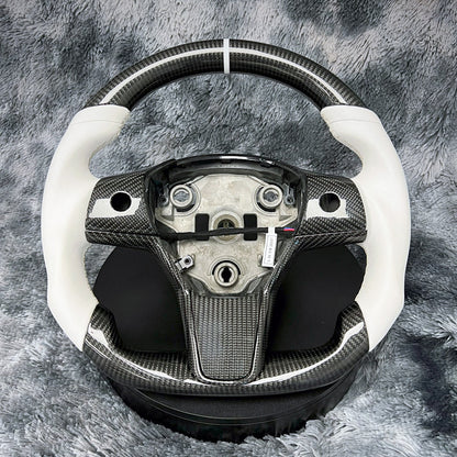 2017-2023 Tesla Model 3 Carbon Fiber Steering Wheel — Round