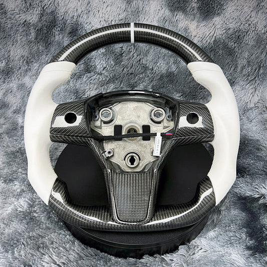 2017-2023 Tesla Model 3 Carbon Fiber Steering Wheel — Round