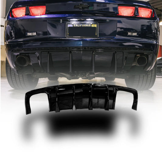 2010-2013 Chevy Camaro Evo Style Shark Fins Rear Diffuser Quad/Single Tips - GLOSS BLACK