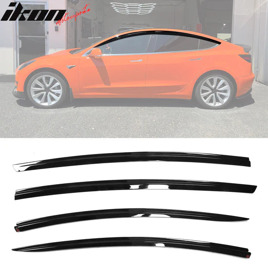 Window Visors for Tesla Model 3 2017-2025 Tape-on ABS 4PCS
