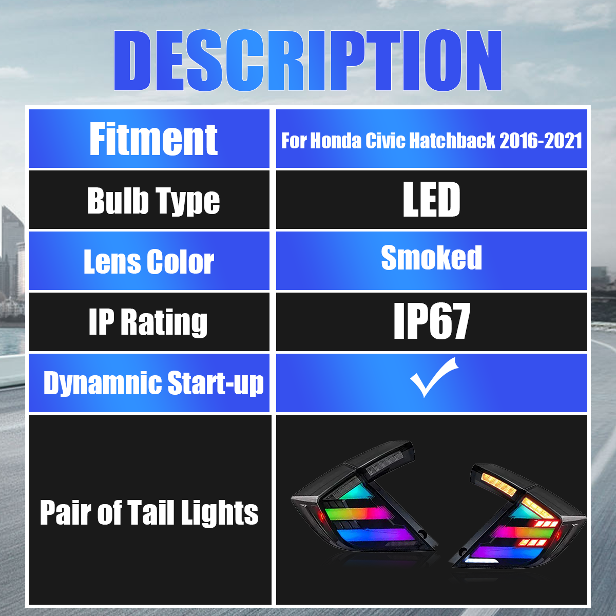 Honda Civic Hatchback 2016-2021 NeonX LED Tail Lights