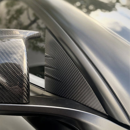 Dry Carbon Fiber A-Pillar Trim for Model 3/Y | 3 Finishes | 3D Laser Fit | LHD/RHD
