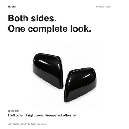 ABS Mirror Covers for Model 3/Y | 4 Finishes | 3M Tape | Scratch Protection | 3 Versions