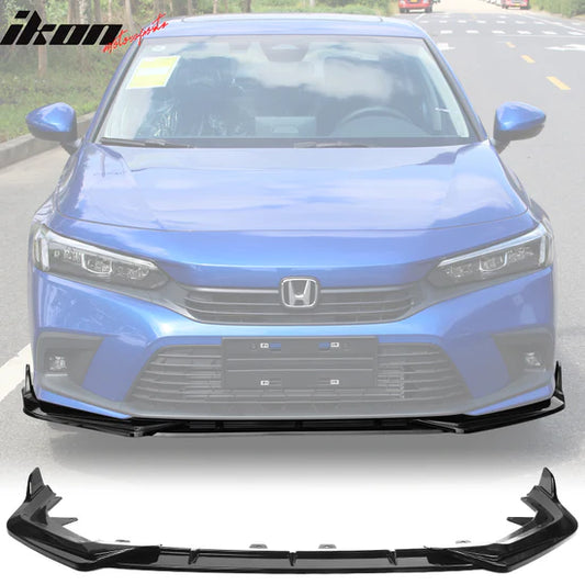 2022-2023 Honda Civic 11th Gen Front Lip Chin Spoiler PP 3PC - GLOSS BLACK