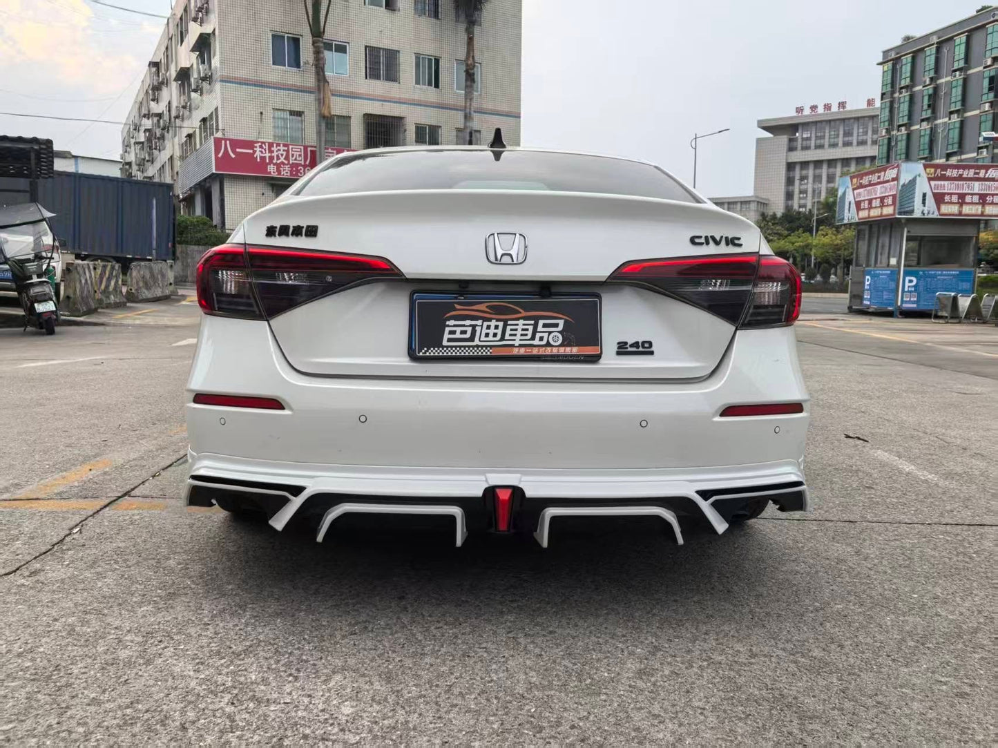 2022-2025  11th Gen Honda Civic Sedan3pc Color Matched  Diffuser with LED 3rd Brake Light and Side Spats
