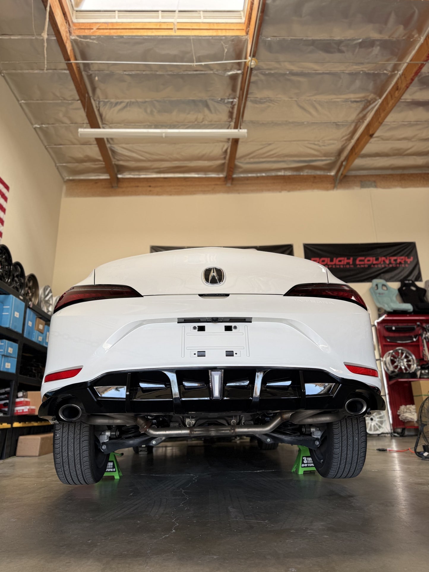 2023-2025 5th Gen DE4 Acura Integra Gloss Black Rear Diffuser(replacment) with Clear 3rd Brake LIGHT