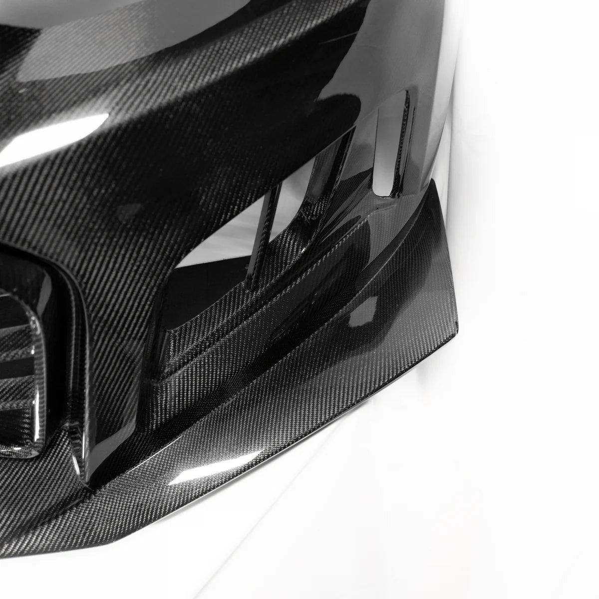 2010-2015 Chevy Camaro Black Panther 1PC Full Gloss Carbon Fiber Track Package Front Bumper Conversion