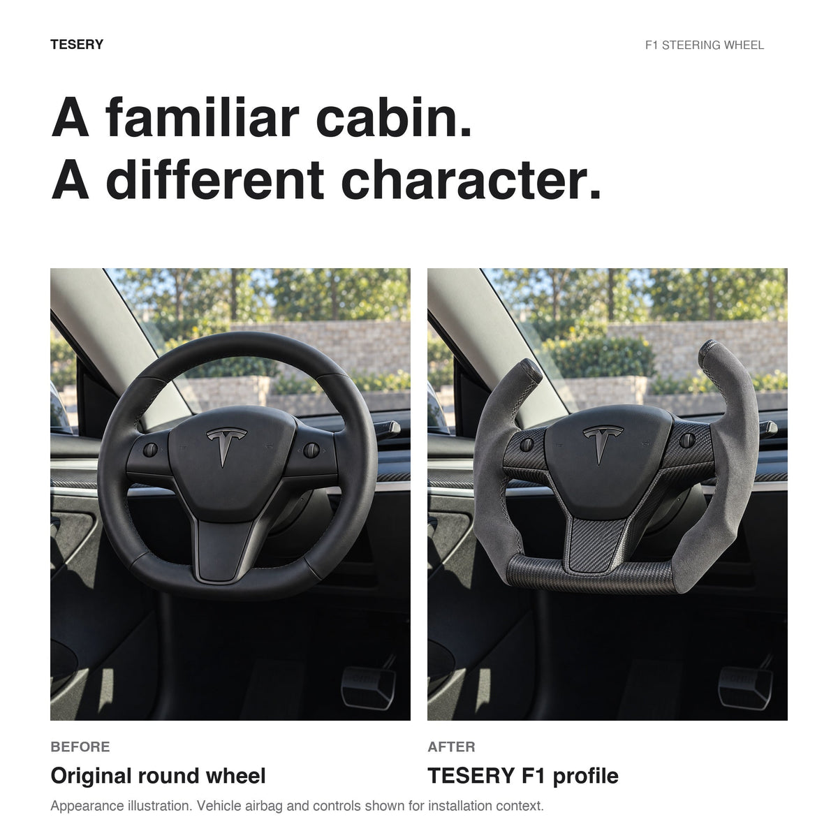 Custom Carbon Fiber Steering Wheel for Tesla Model 3 / Y【F1 Style】