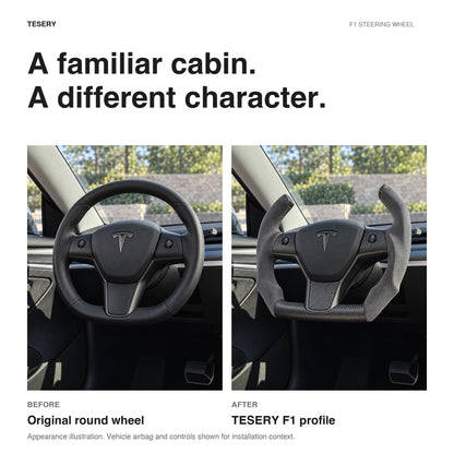 Custom Carbon Fiber Steering Wheel for Tesla Model 3 / Y【F1 Style】