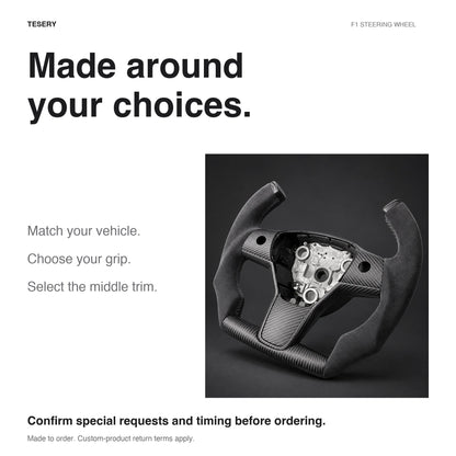 Custom Carbon Fiber Steering Wheel for Tesla Model 3 / Y【F1 Style】