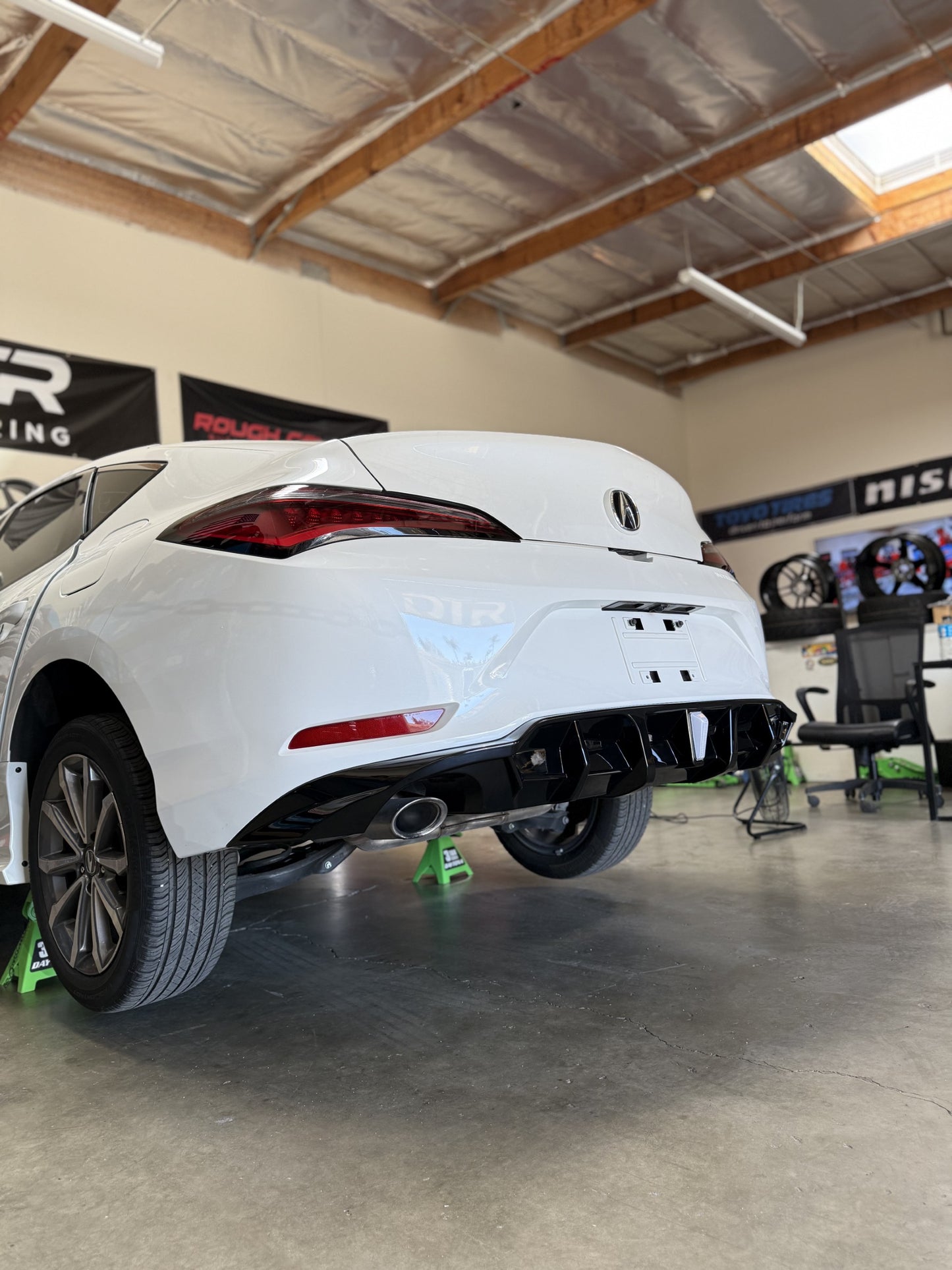 2023-2025 5th Gen DE4 Acura Integra Gloss Black Rear Diffuser(replacment) with Clear 3rd Brake LIGHT