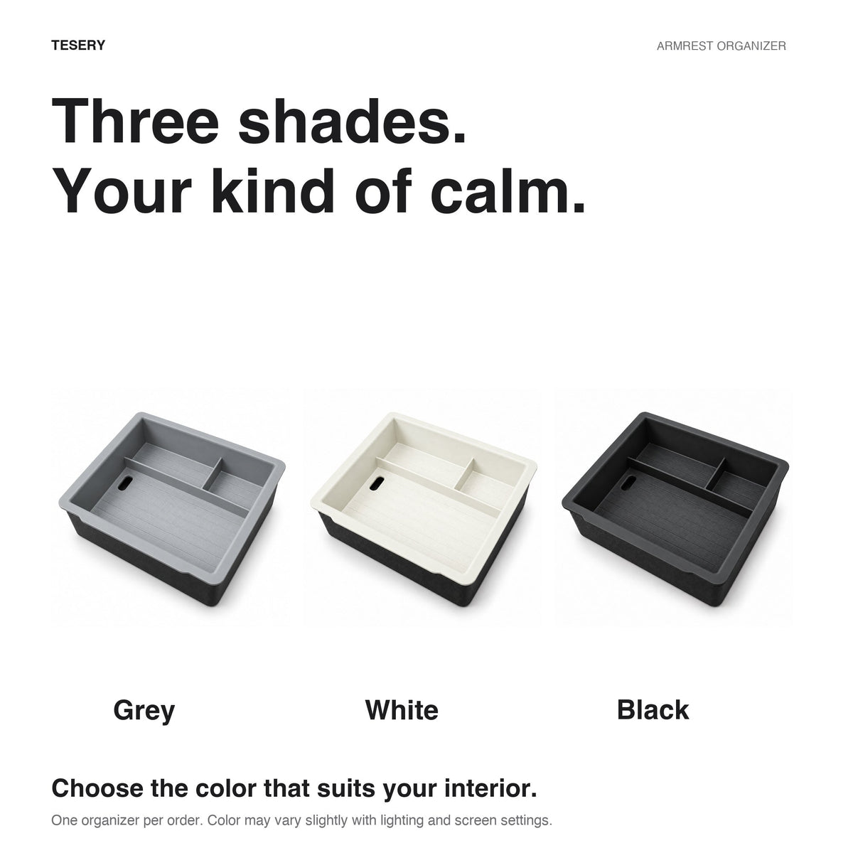Double-Layer Center Armrest Storage Box for Model 3 Highland/Y Juniper | 3 Colors