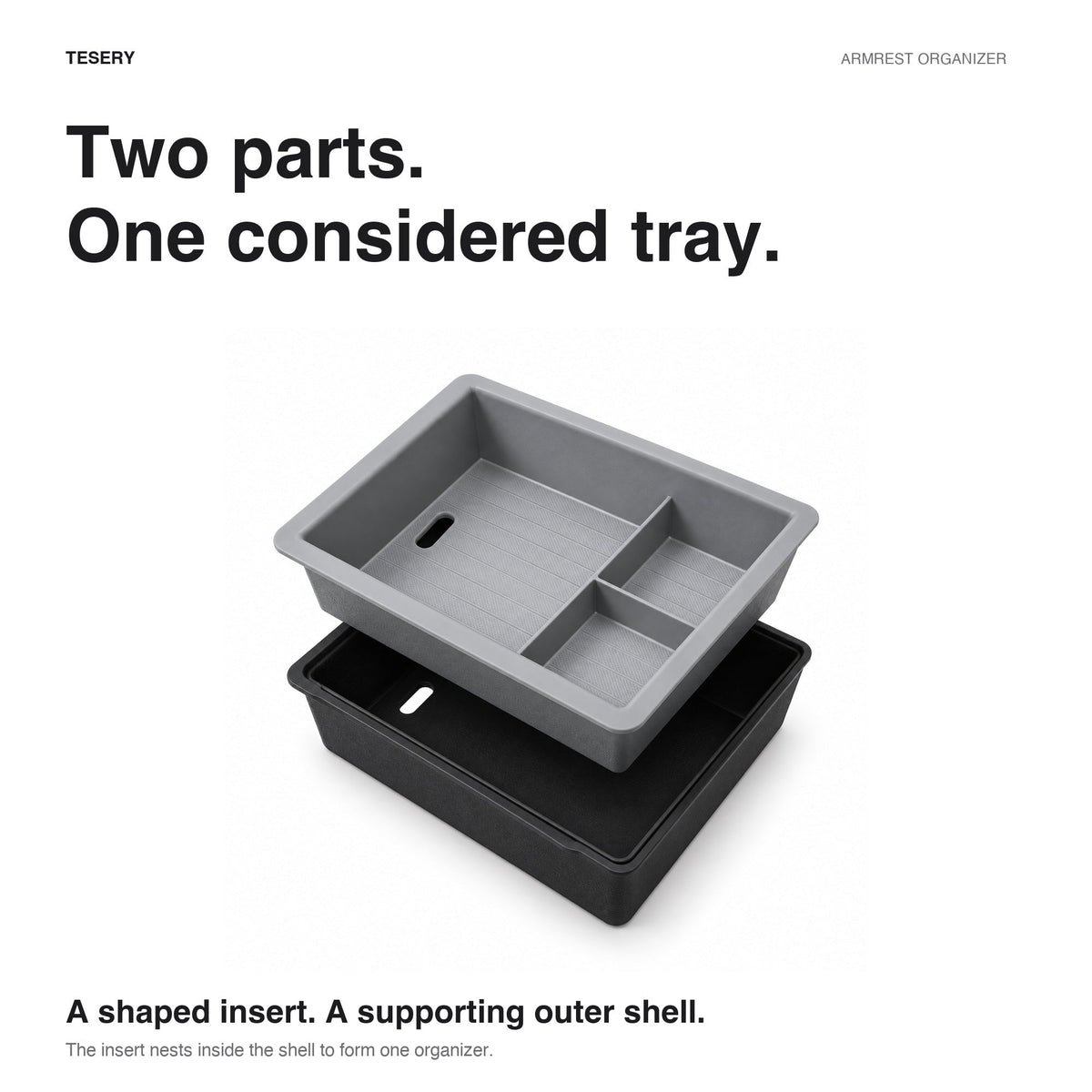 Double-Layer Center Armrest Storage Box for Model 3 Highland/Y Juniper | 3 Colors