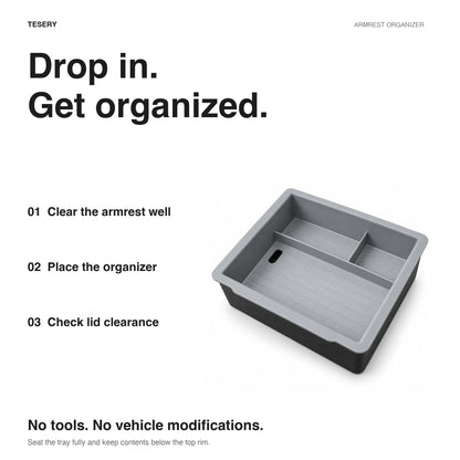 Double-Layer Center Armrest Storage Box for Model 3 Highland/Y Juniper | 3 Colors