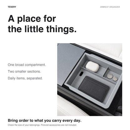 Double-Layer Center Armrest Storage Box for Model 3 Highland/Y Juniper | 3 Colors
