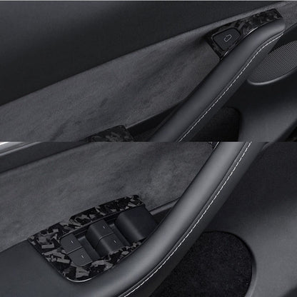 Dry Carbon Fiber Window & Door Switch Covers for Model Y / Model 3（Left Hand Drive）