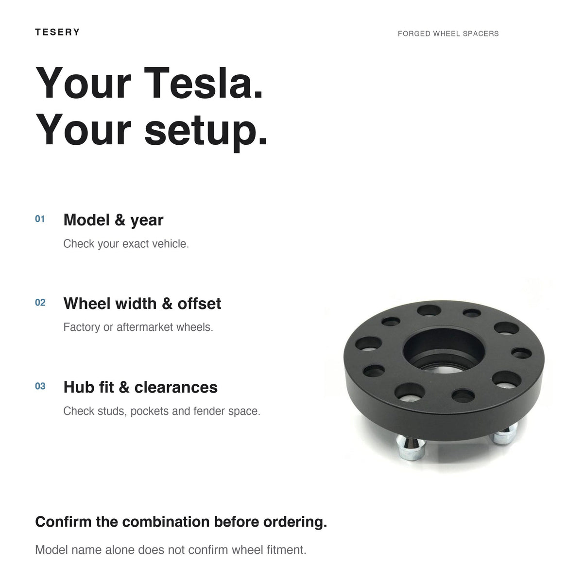 Forged Wheel Spacer for Tesla Model 3/Y/X/S (a set 4pcs)