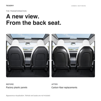 Full Back Seat Replacement for Model 3 / Y - Carbon Fiber Interior Mods