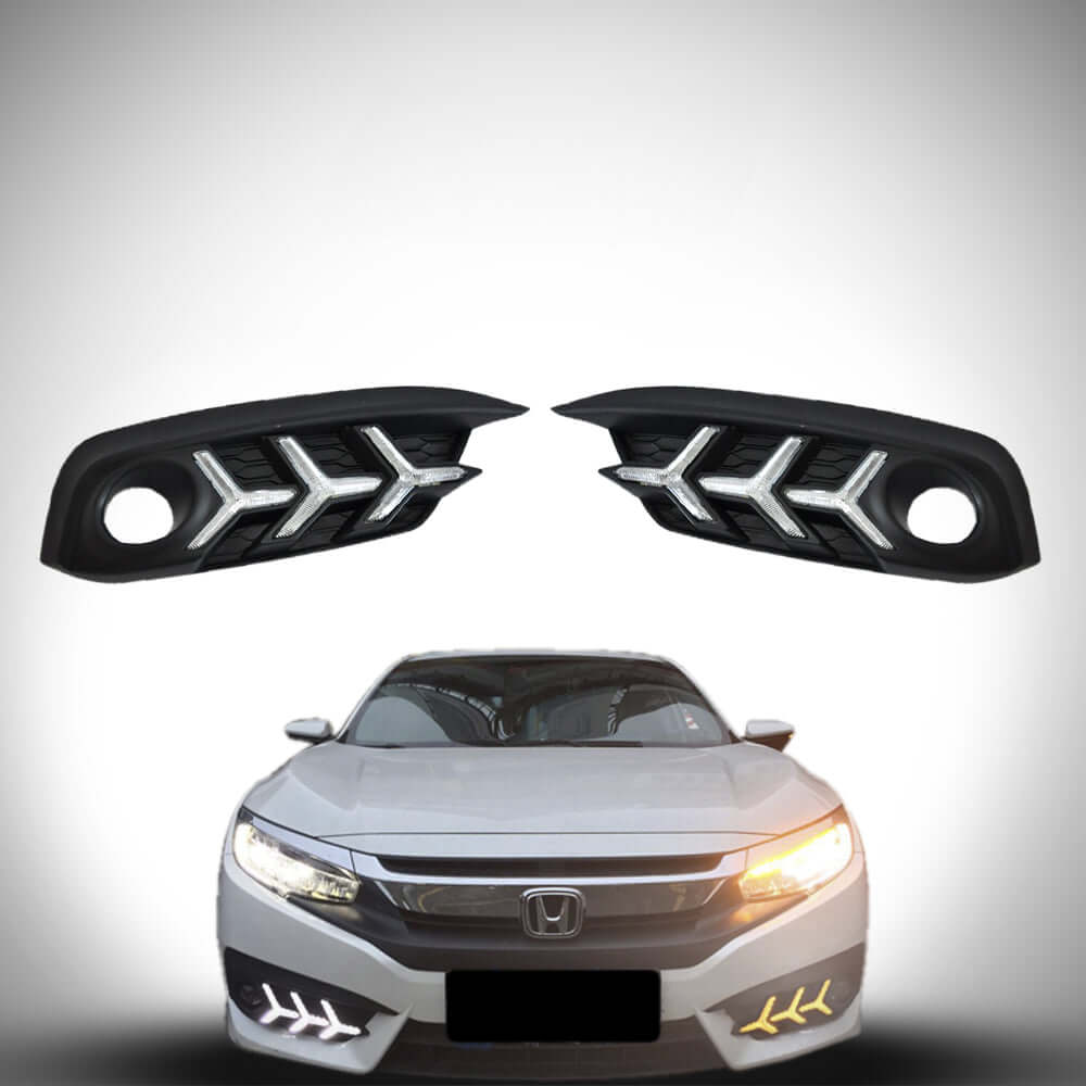 2016-2018 Honda Civic 10th Gen Sedan Front Bumper DRL Turn Signals — V7
