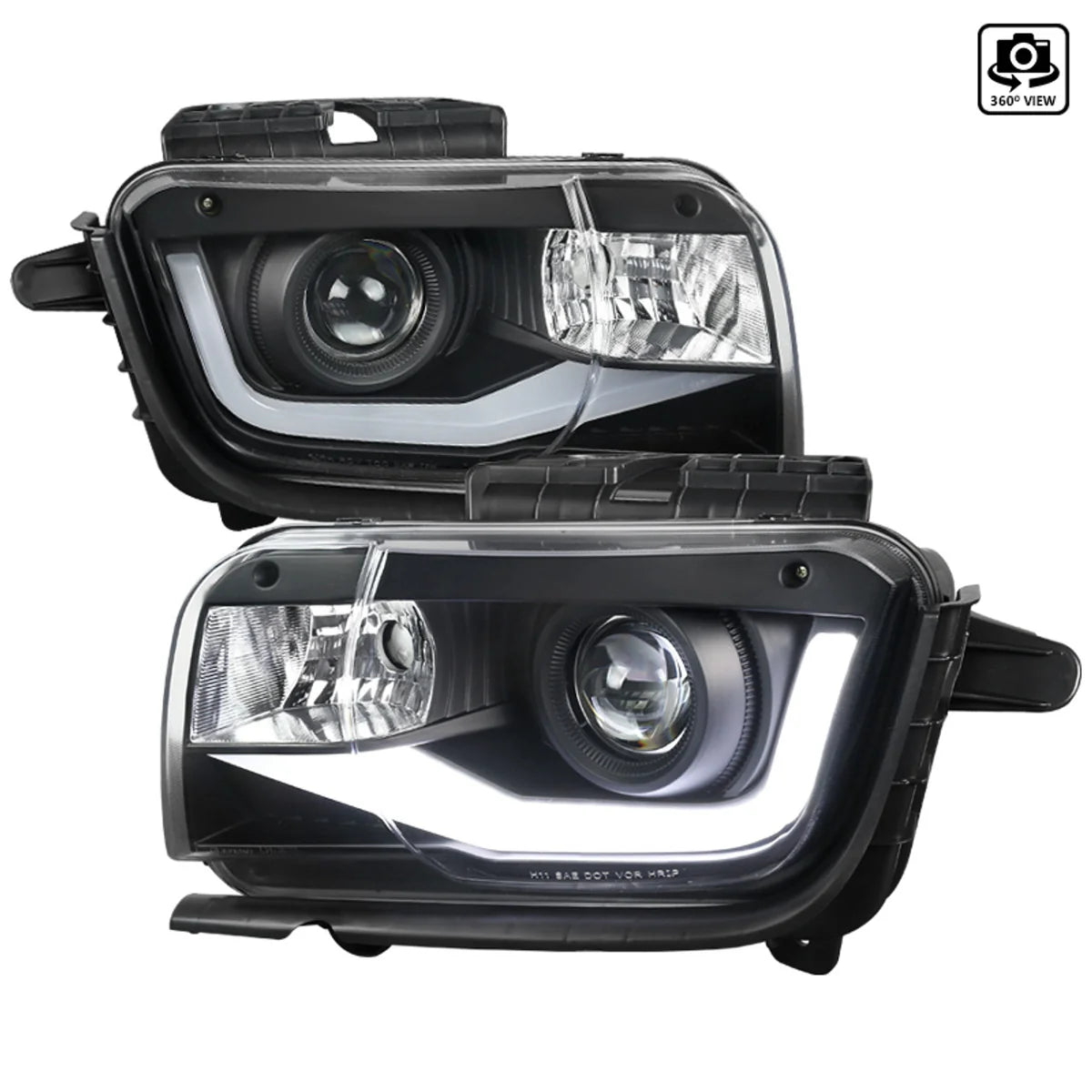 2010-2013 Chevy Camaro 6th Gen Style Headlights – OEM Bumper Fitment, LED Light Bar - HALOGEN LIGHT
