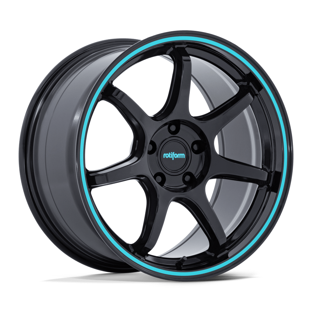 Rotiform BPU - 18X8.5 5x114.3 + 35 Gloss Black w/Teal Stripe