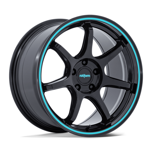 Rotiform BPU - 18X8.5 5x114.3 + 35 Gloss Black w/Teal Stripe