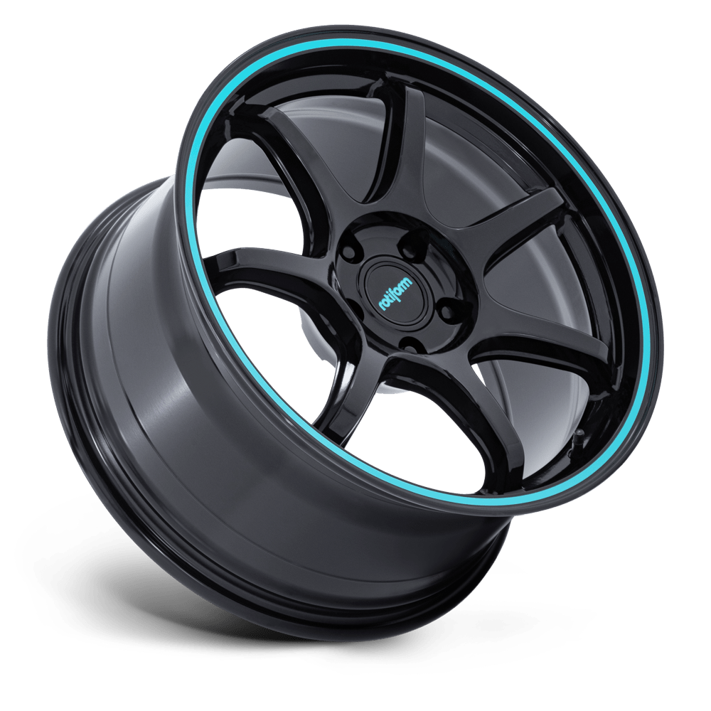 Rotiform BPU - 18X8.5 5x114.3 + 35 Gloss Black w/Teal Stripe