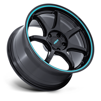 Rotiform BPU - 18X8.5 5x114.3 + 35 Gloss Black w/Teal Stripe