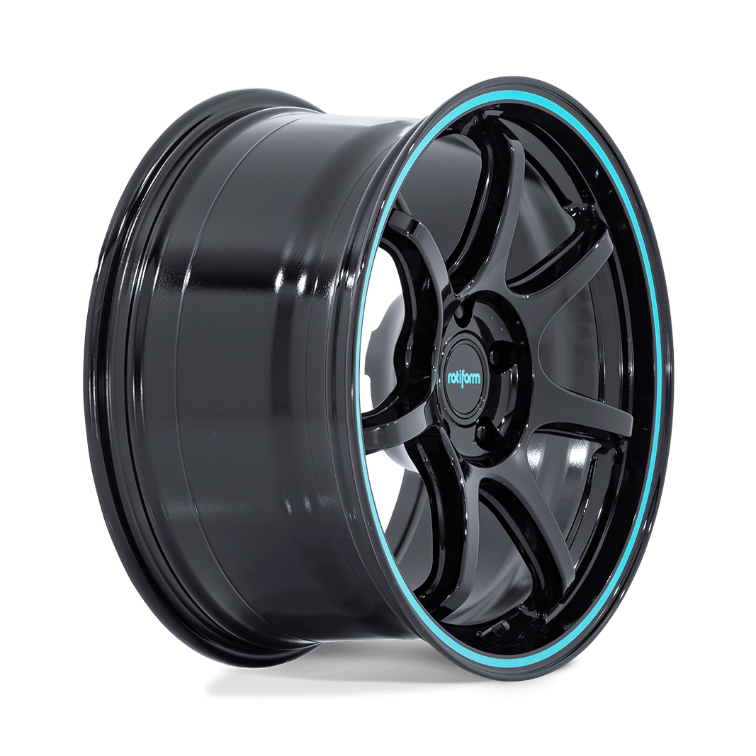 Rotiform BPU - 18X8.5 5x114.3 + 35 Gloss Black w/Teal Stripe